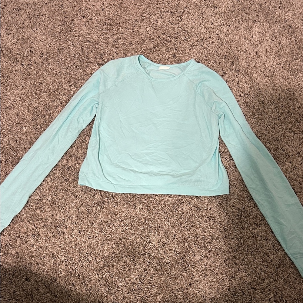 Athleta Light Blue Long Sleeve Kids Athletic Top